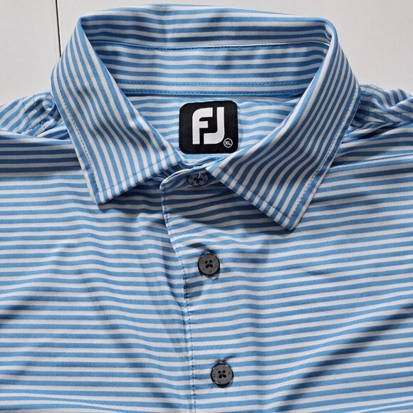 FJ FootJoy Polo Men XL Multi Striped Golf Button SS Athleisure Logo Sr Ryder Cup - Picture 10 of 15